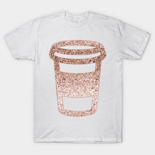 Sparkling rose gold coffee cup T-Shirt by RoseAesthetic